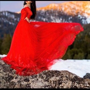 Red ball gown